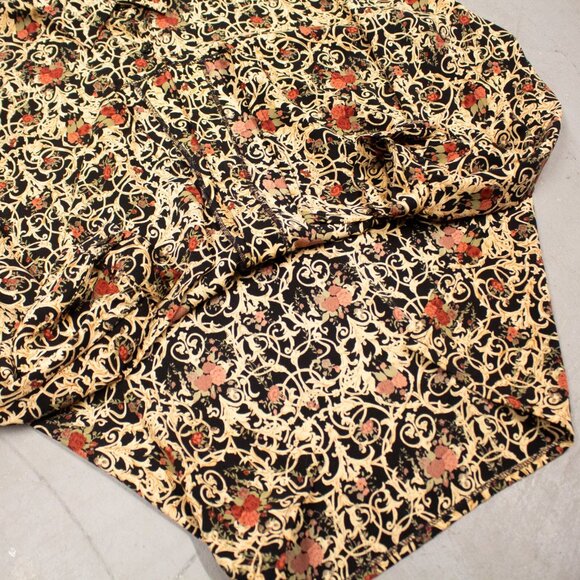 Vintage 70s TT Gun Gai Traditioncal Chinese Pattern Button Up Blouse Shirt Large - Picture 3 of 9